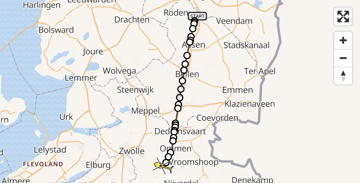 Routekaart van de vlucht: Lifeliner 4 naar Lemelerveld