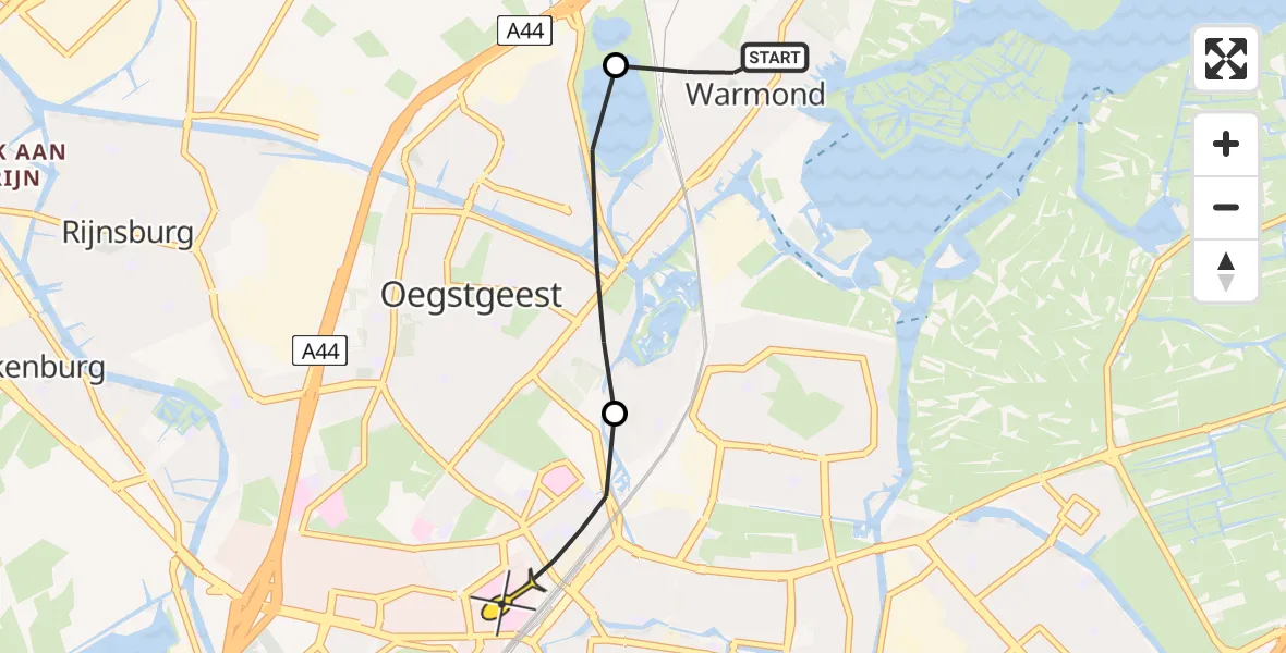 Routekaart van de vlucht: Lifeliner 1 naar Leiden