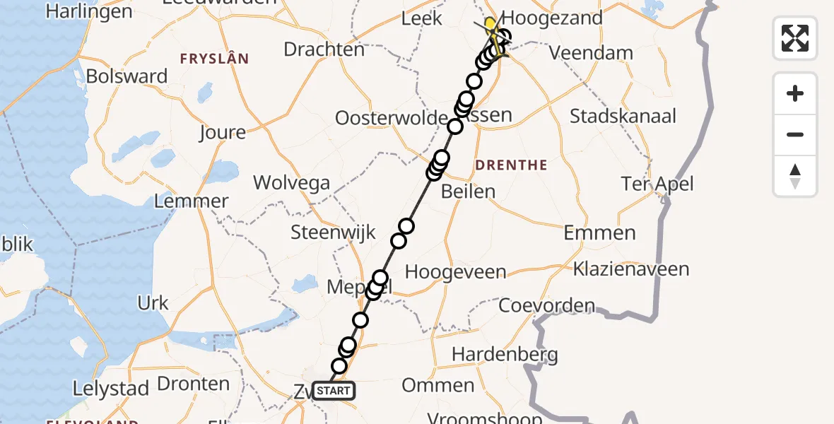 Routekaart van de vlucht: Lifeliner 4 naar Groningen Airport Eelde