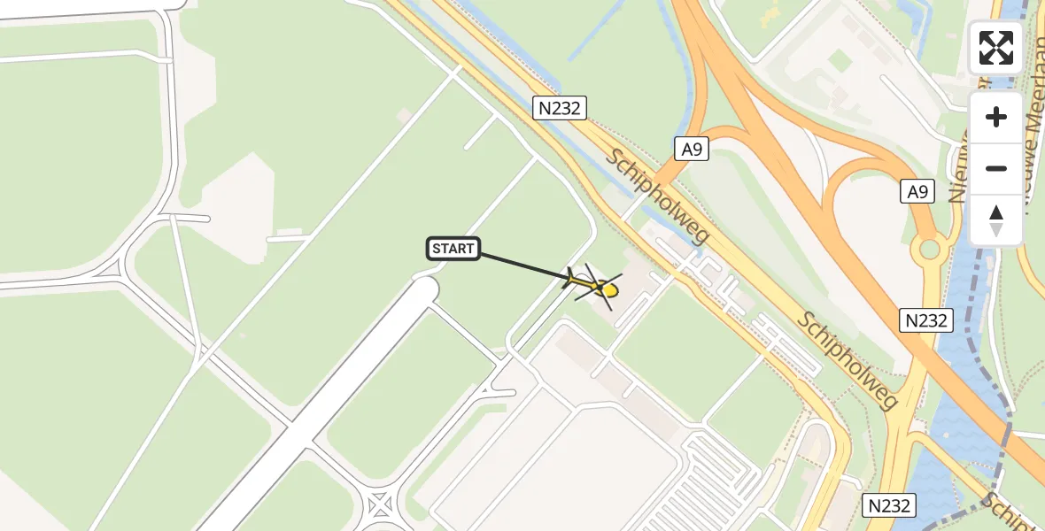Vluchtroute Politiehelikopter van Schiphol naar Schiphol