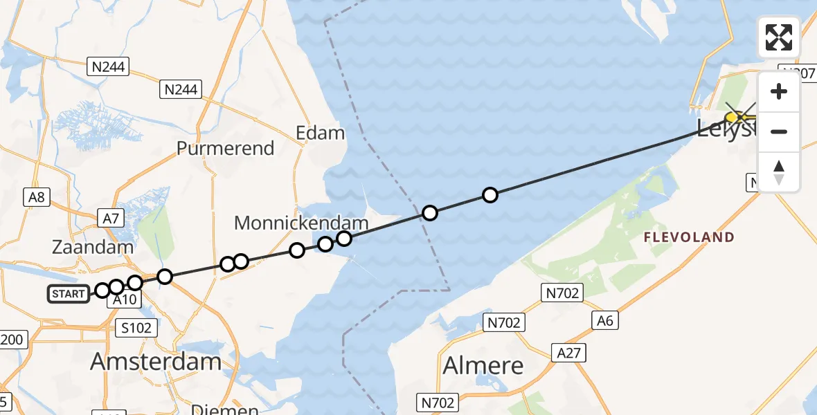 Routekaart van de vlucht: Lifeliner 1 naar Lelystad