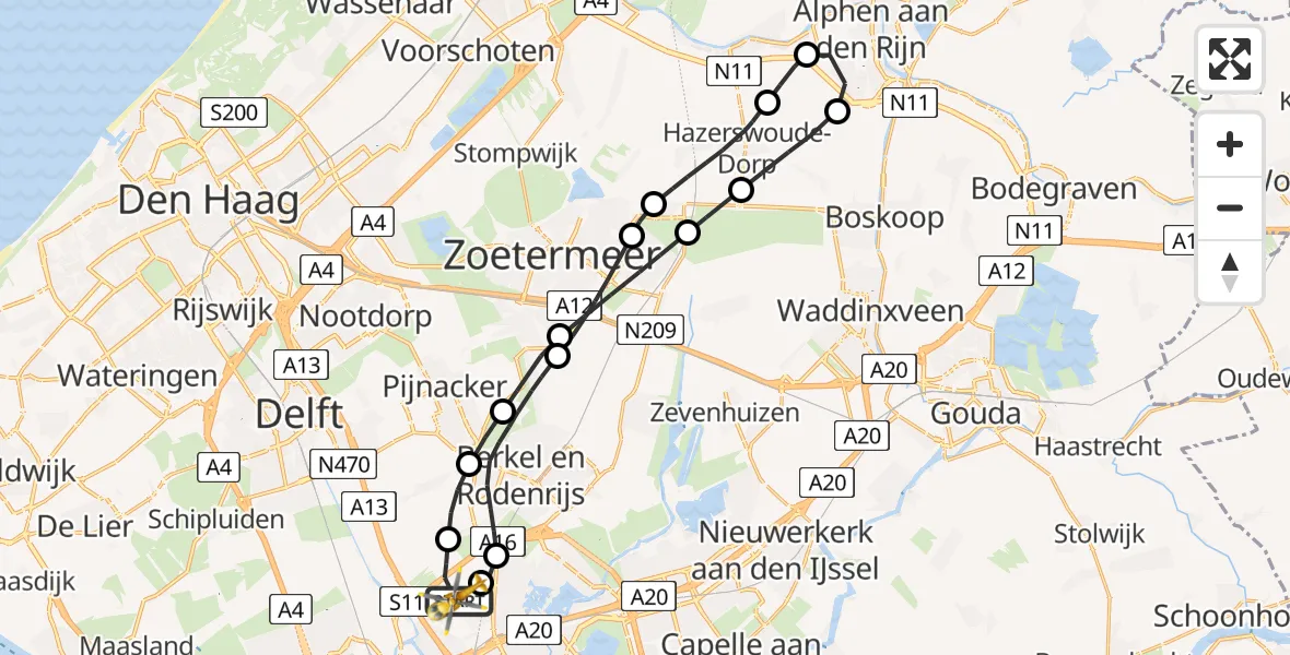 Vluchtroute Traumahelikopter Rotterdam The Hague Airport - Rotterdam The Hague Airport, 17 december 2023, 12:09