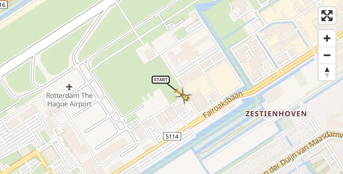 Vluchtroute Traumahelikopter Rotterdam The Hague Airport - Rotterdam The Hague Airport, 17 december 2023, 15:28