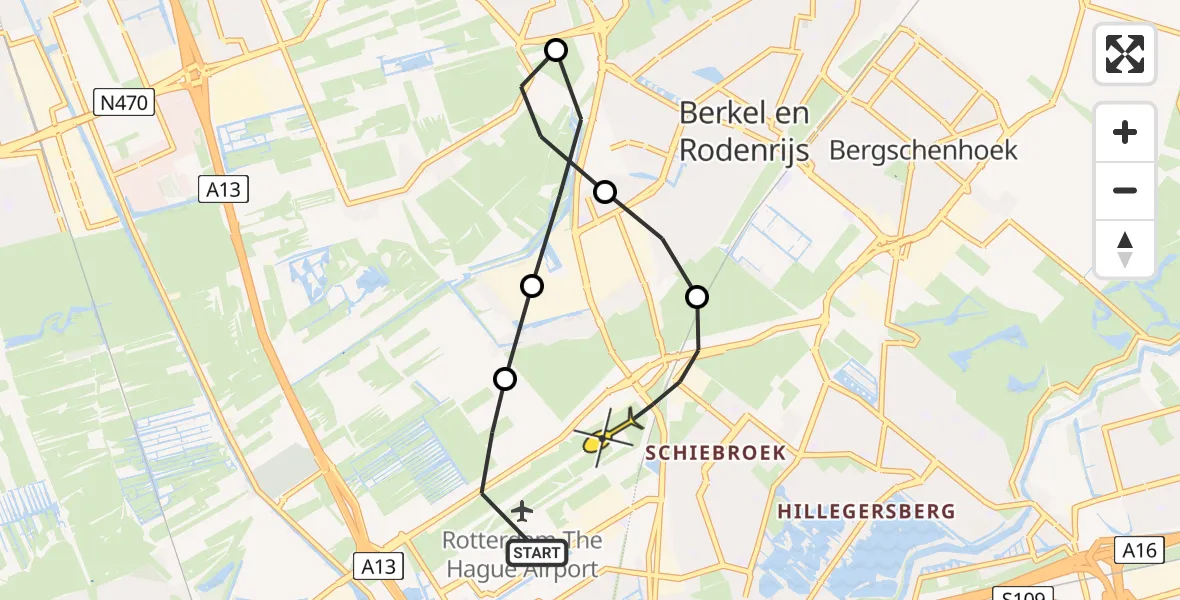 Routekaart van de vlucht: Lifeliner 2 naar Rotterdam