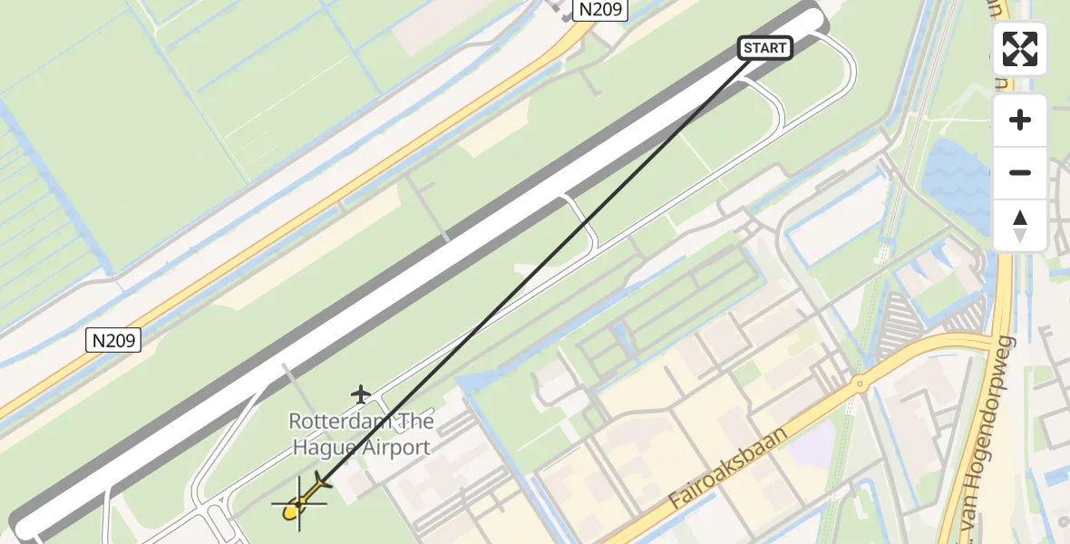 Routekaart van de vlucht: Lifeliner 2 naar Rotterdam The Hague Airport