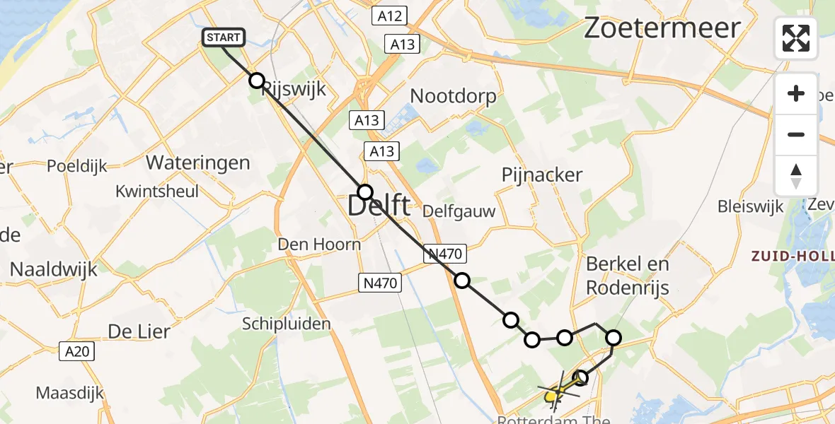 Routekaart van de vlucht: Lifeliner 2 naar Rotterdam The Hague Airport