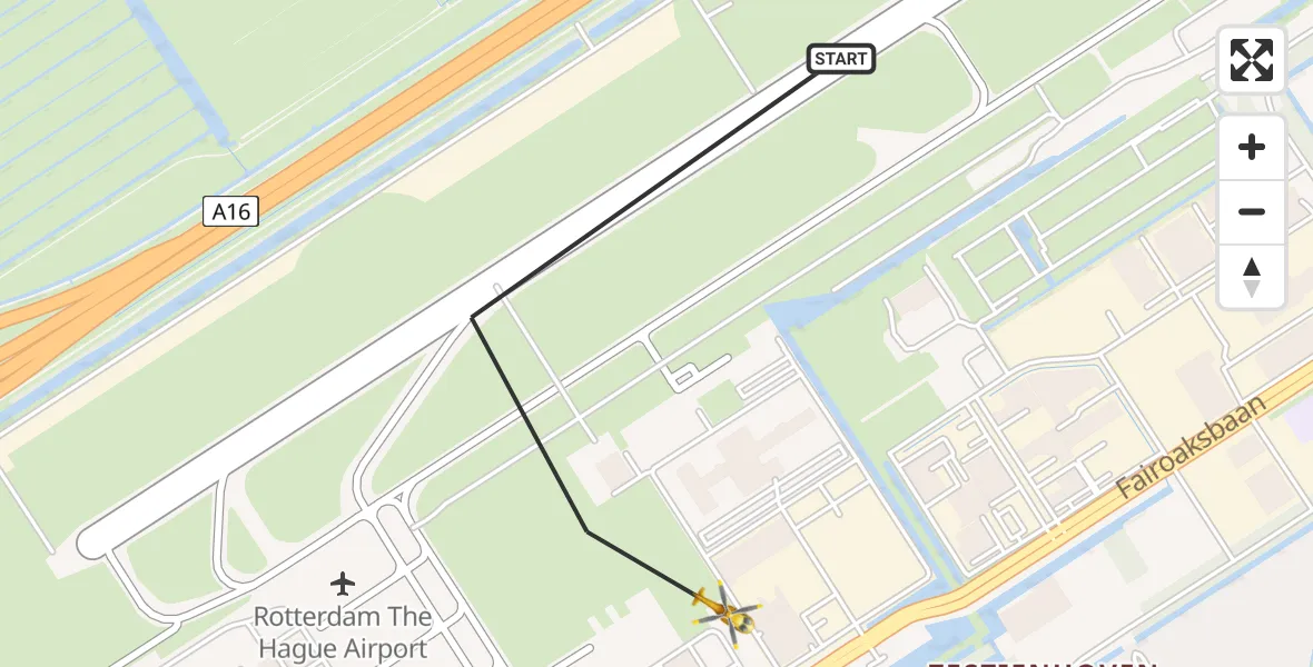 Vluchtroute Traumahelikopter Rotterdam The Hague Airport - Rotterdam The Hague Airport, 17 december 2023, 17:30