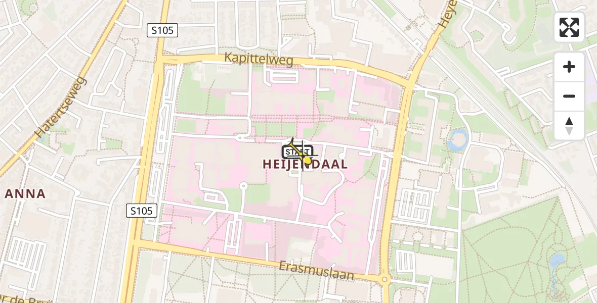 Vluchtroute Traumahelikopter van Radboud Universitair Medisch Centrum naar Radboud Universitair Medisch Centrum