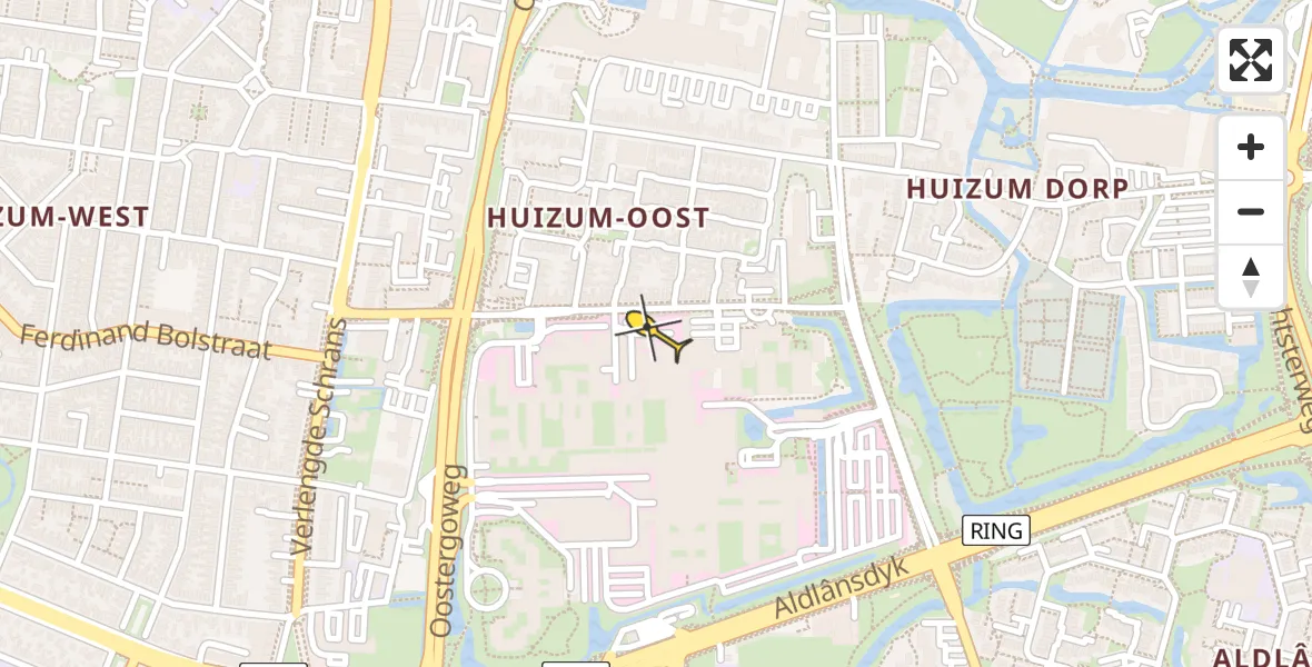 Vluchtroute Ambulancehelikopter van Leeuwarden naar Leeuwarden