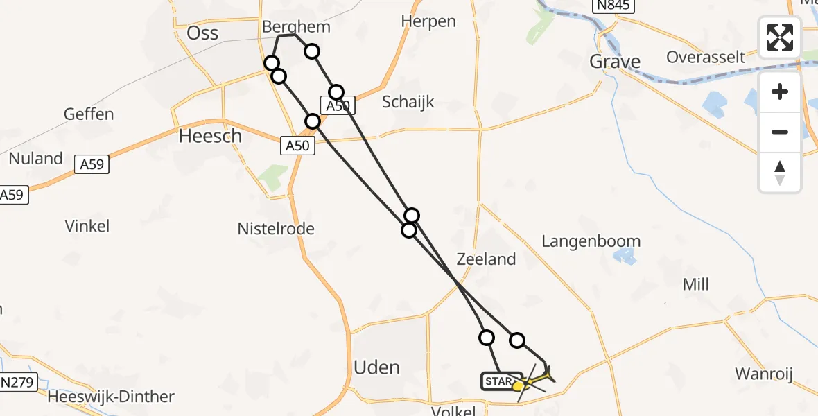 Routekaart van de vlucht: Lifeliner 3 naar Vliegbasis Volkel