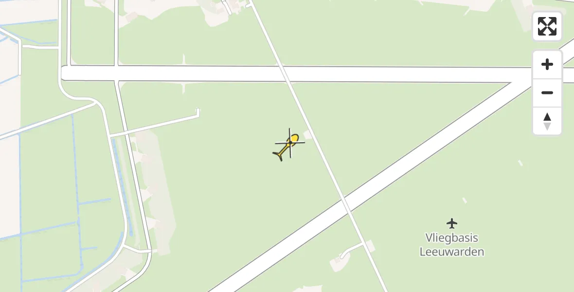 Vluchtroute Ambulancehelikopter van Vliegbasis Leeuwarden naar Vliegbasis Leeuwarden