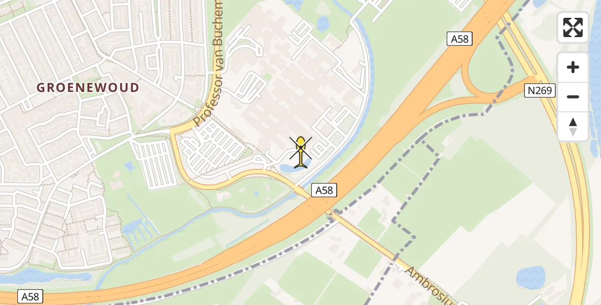 Routekaart van de vlucht: Traumahelikopter naar Tilburg