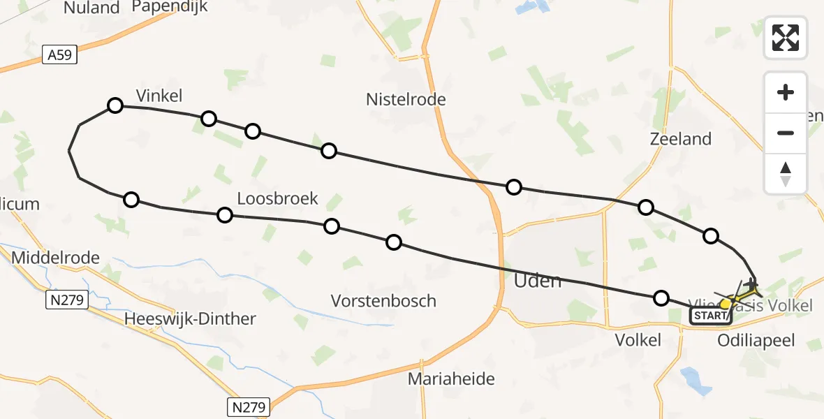 Routekaart van de vlucht: Lifeliner 3 naar Vliegbasis Volkel