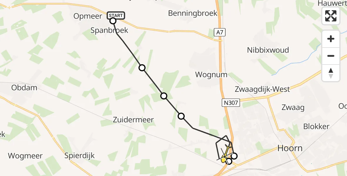 Routekaart van de vlucht: Lifeliner 1 naar Berkhout