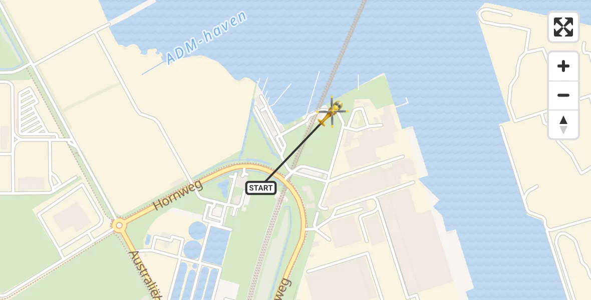 Vluchtroute Traumahelikopter Amsterdam Heliport - Amsterdam Heliport, 18 december 2023, 03:45