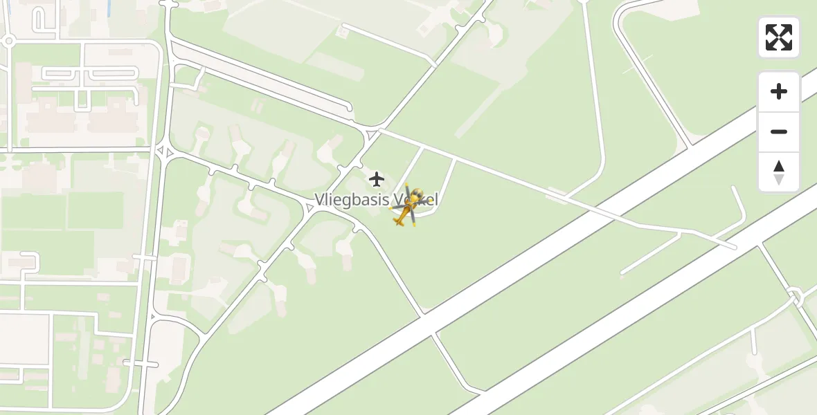 Vluchtroute Traumahelikopter van Vliegbasis Volkel naar Vliegbasis Volkel