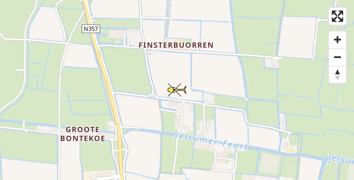 Routekaart van de vlucht: Ambulancehelikopter naar Vliegbasis Leeuwarden