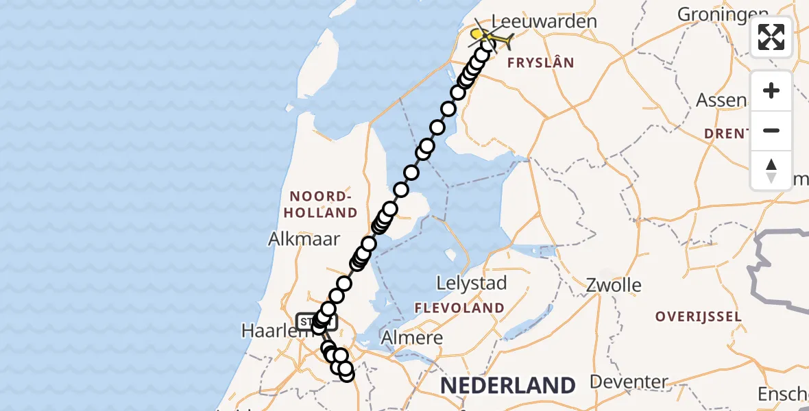 Routekaart van de vlucht: Lifeliner 1 naar Tzum