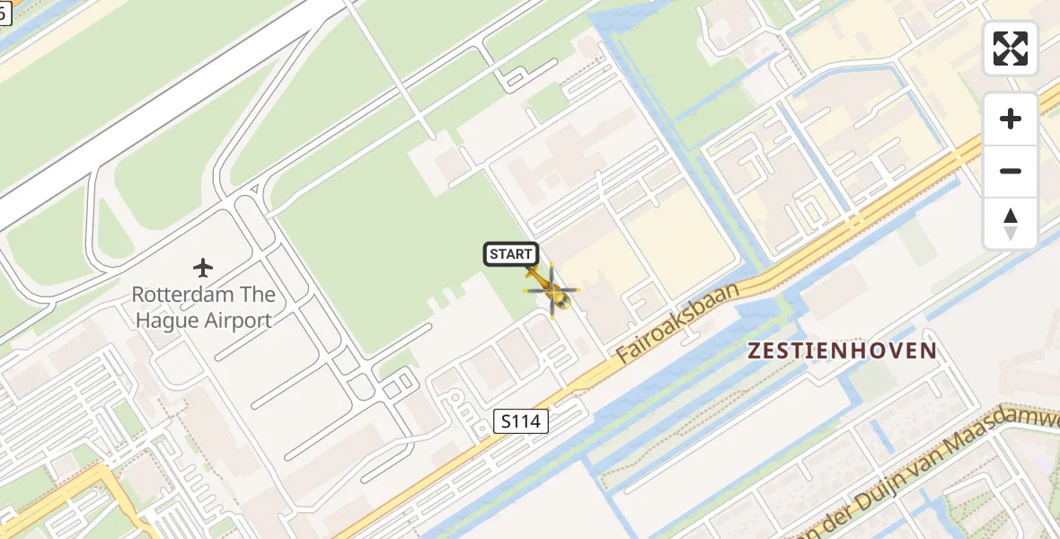 Vluchtroute Traumahelikopter Rotterdam The Hague Airport - Rotterdam The Hague Airport, 18 december 2023, 11:52