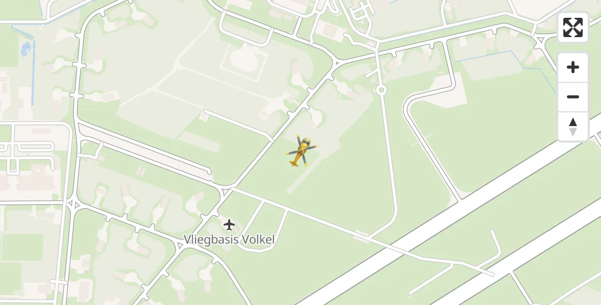 Routekaart van de vlucht: Traumahelikopter naar Vliegbasis Volkel