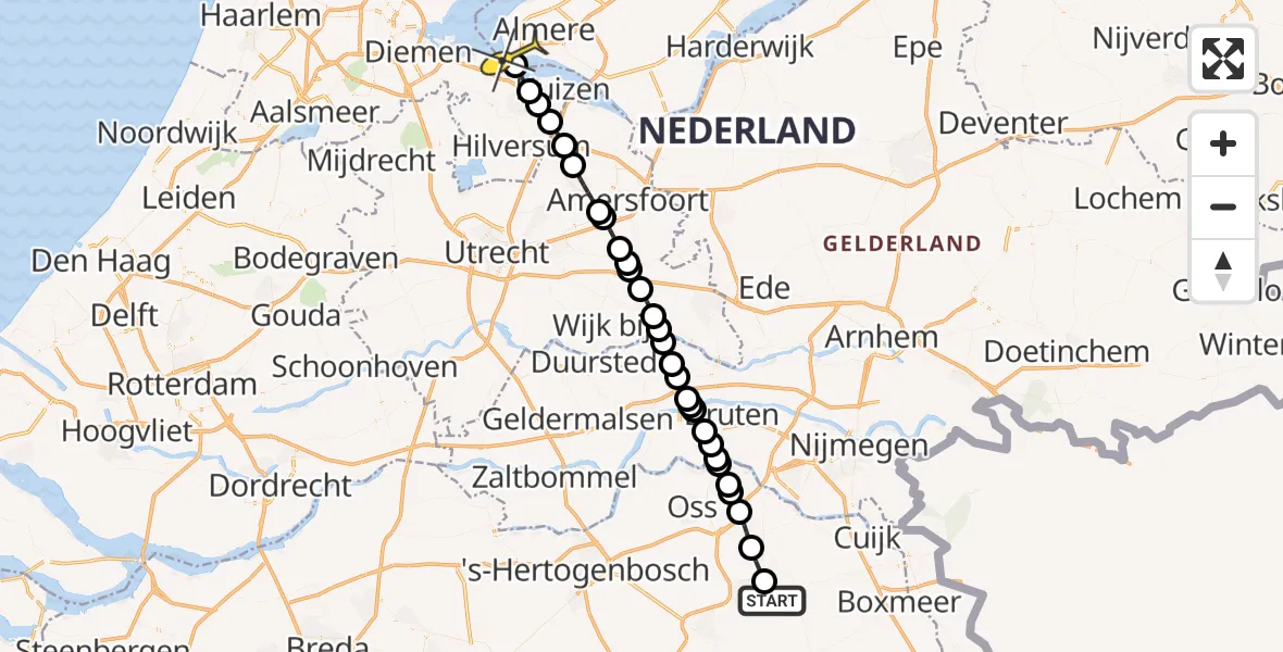 Routekaart van de vlucht: Lifeliner 3 naar Almere