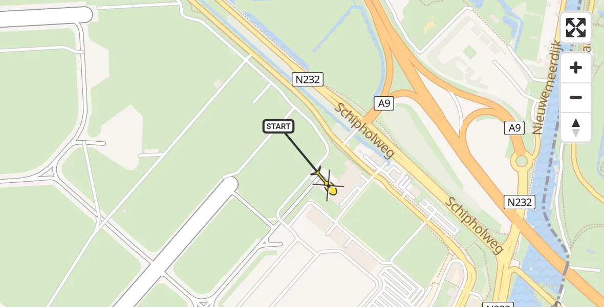 Vluchtroute Politiehelikopter van Schiphol naar Schiphol