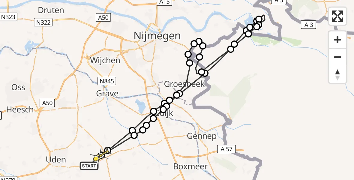 Routekaart van de vlucht: Lifeliner 3 naar Volkel