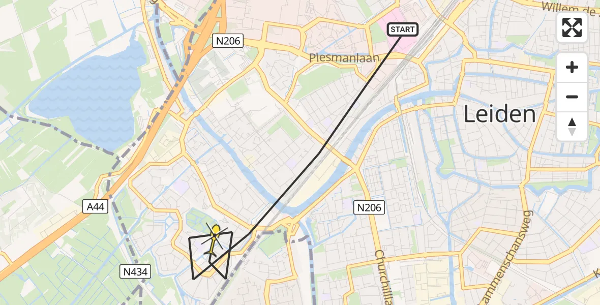 Routekaart van de vlucht: Lifeliner 2 naar Leiden