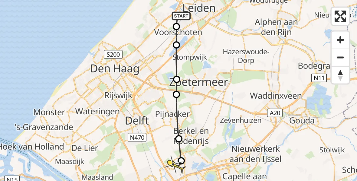 Routekaart van de vlucht: Lifeliner 2 naar Rotterdam The Hague Airport