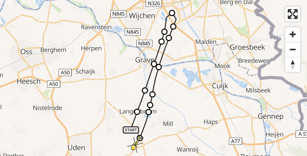 Routekaart van de vlucht: Lifeliner 3 naar Volkel