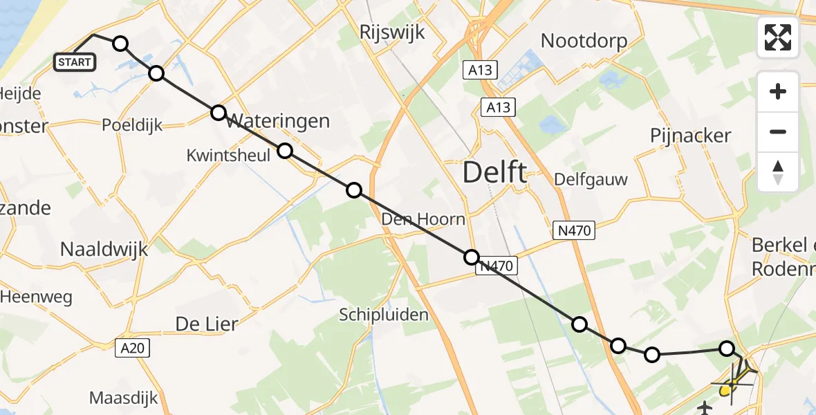 Routekaart van de vlucht: Lifeliner 2 naar Rotterdam The Hague Airport