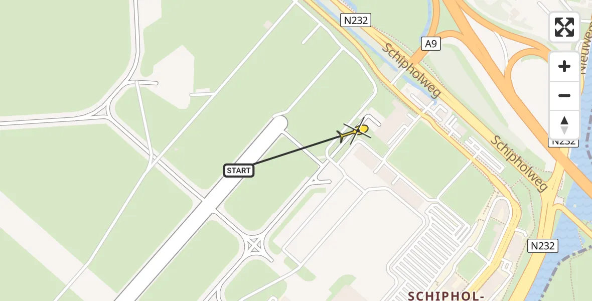 Vluchtroute Politiehelikopter van Schiphol naar Schiphol