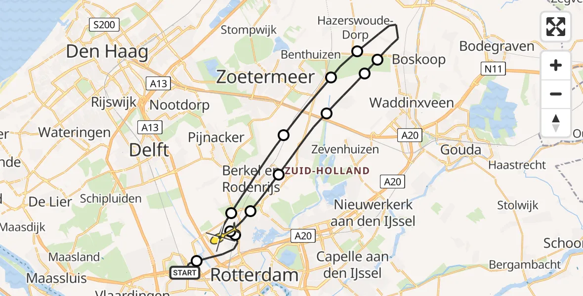 Routekaart van de vlucht: Lifeliner 2 naar Rotterdam The Hague Airport