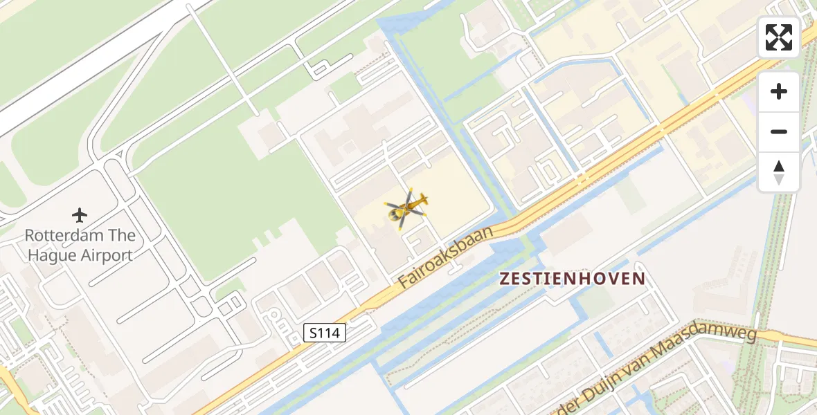 Vluchtroute Traumahelikopter Rotterdam The Hague Airport - Rotterdam The Hague Airport, 20 december 2023, 10:21