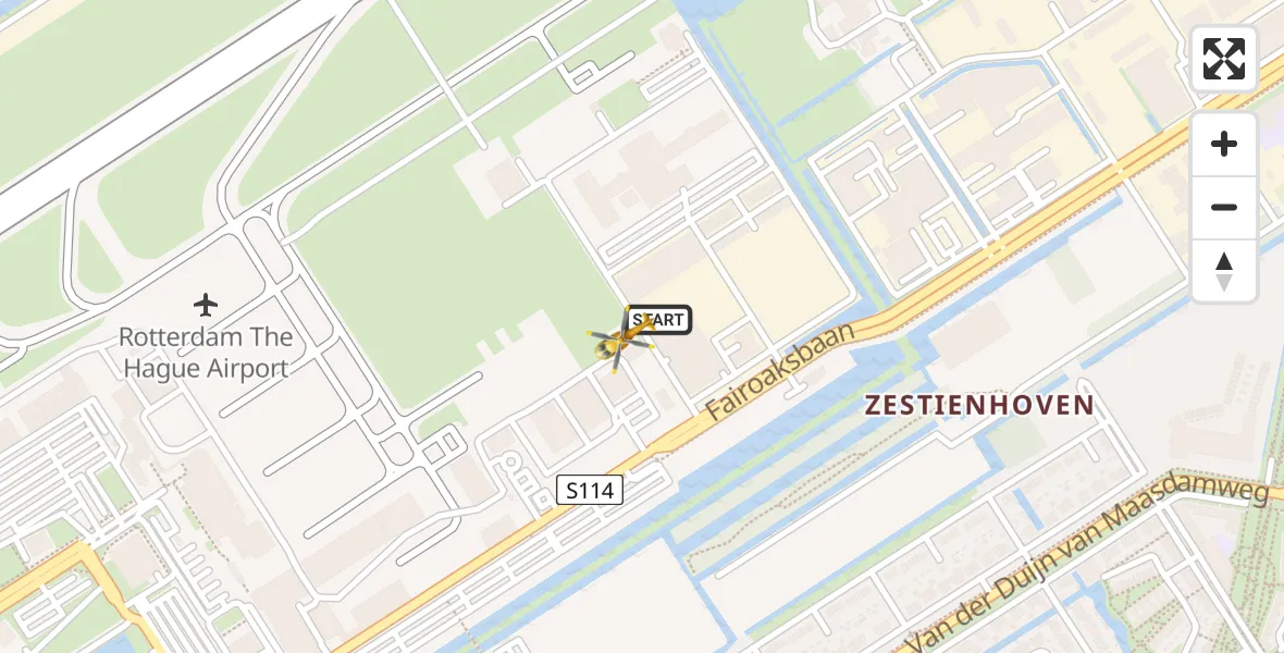 Vluchtroute Traumahelikopter Rotterdam The Hague Airport - Rotterdam The Hague Airport, 20 december 2023, 11:19