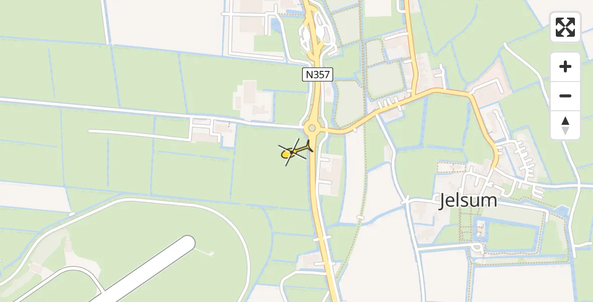 Routekaart van de vlucht: Ambulancehelikopter naar Vliegbasis Leeuwarden