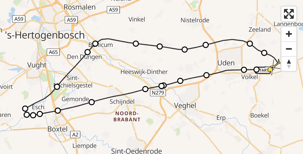 Routekaart van de vlucht: Lifeliner 3 naar Vliegbasis Volkel