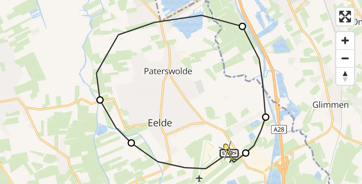 Routekaart van de vlucht: Lifeliner 4 naar Groningen Airport Eelde