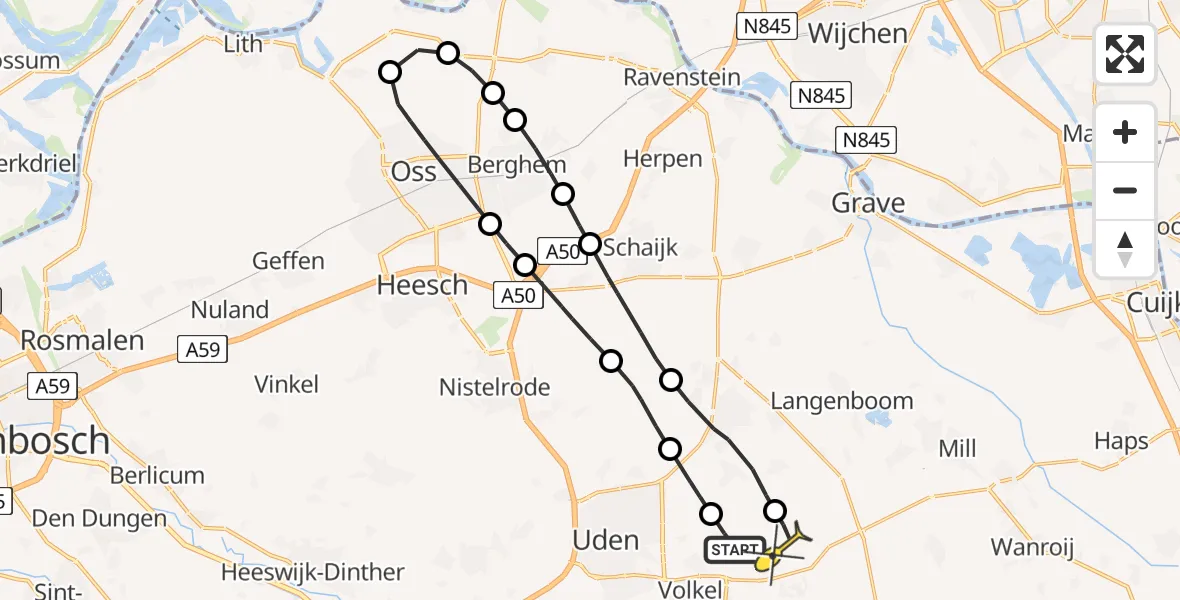 Routekaart van de vlucht: Lifeliner 3 naar Vliegbasis Volkel