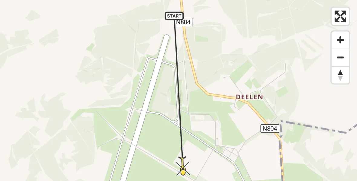 Routekaart van de vlucht: Politiehelikopter naar Vliegbasis Deelen