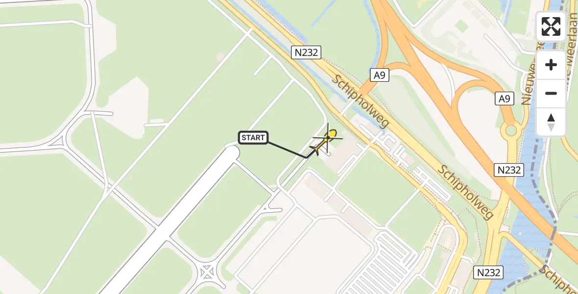 Vluchtroute Politiehelikopter van Schiphol naar Schiphol