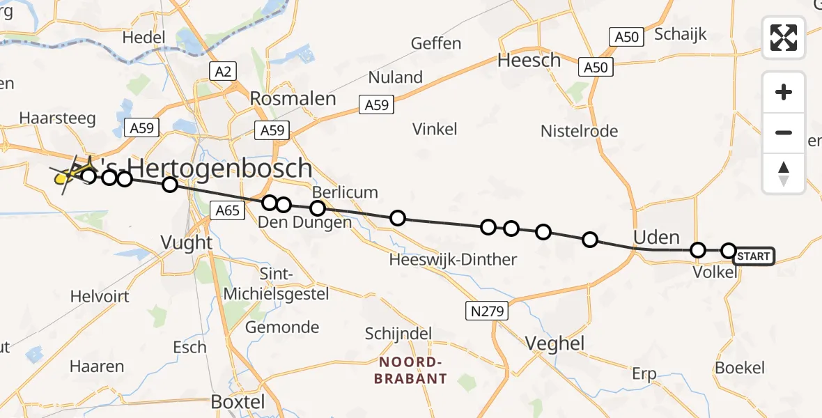 Routekaart van de vlucht: Lifeliner 3 naar Vlijmen