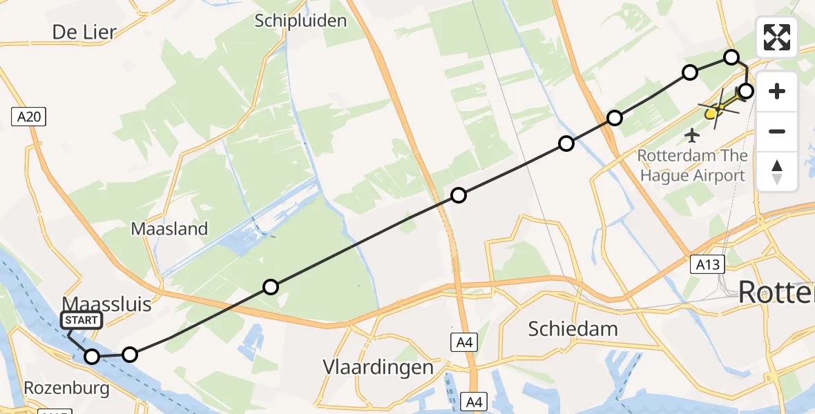 Routekaart van de vlucht: Lifeliner 2 naar Rotterdam The Hague Airport