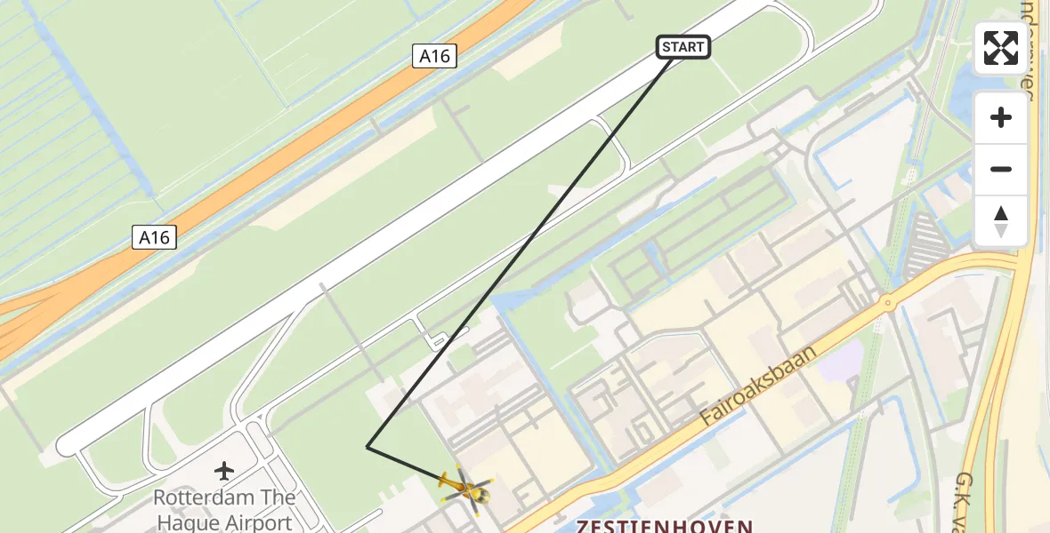 Vluchtroute Traumahelikopter Rotterdam The Hague Airport - Rotterdam The Hague Airport, 20 december 2023, 20:19
