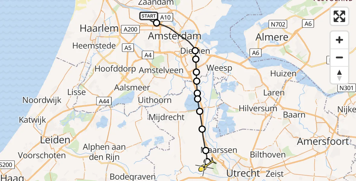 Routekaart van de vlucht: Lifeliner 1 naar Vleuten