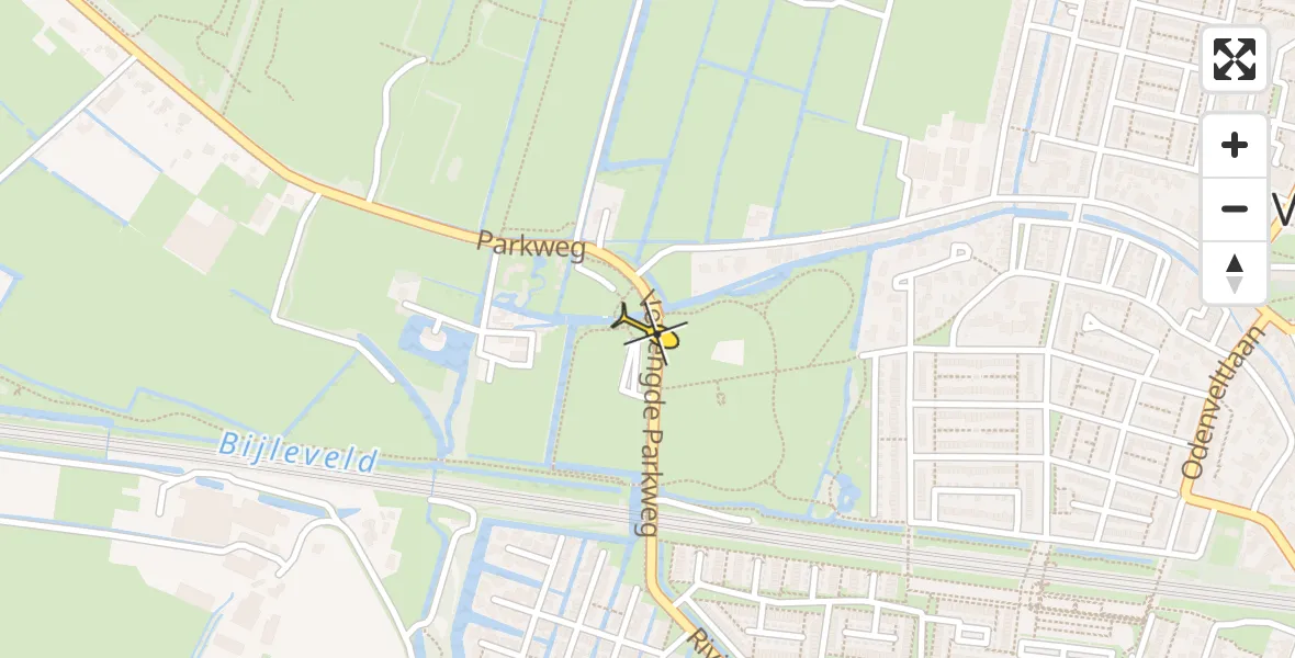 Routekaart van de vlucht: Traumahelikopter naar Vleuten