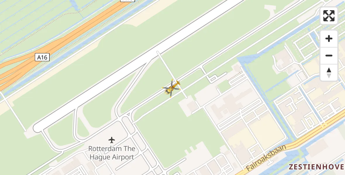 Vluchtroute Traumahelikopter Rotterdam The Hague Airport - Rotterdam The Hague Airport, 21 december 2023, 07:09
