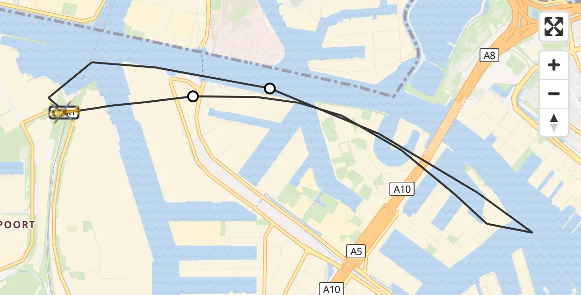 Vluchtroute Traumahelikopter Amsterdam Heliport - Amsterdam Heliport, 21 december 2023, 10:06