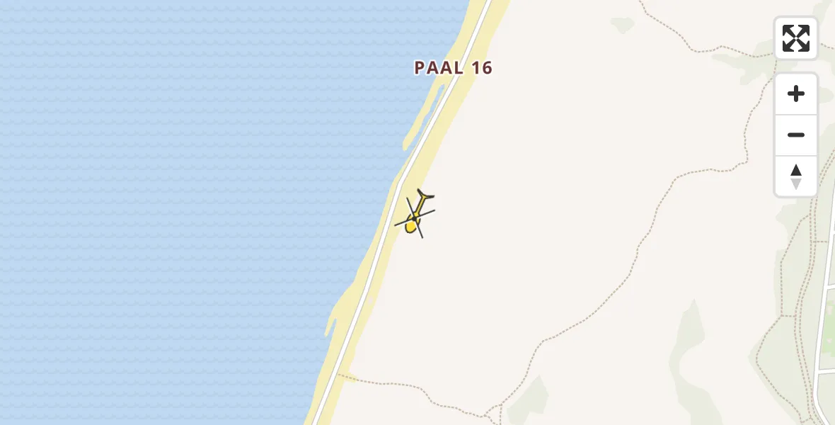 Routekaart van de vlucht: Politiehelikopter naar De Koog