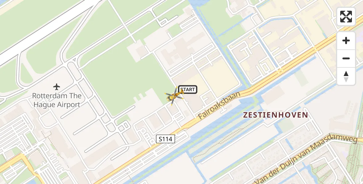 Vluchtroute Traumahelikopter Rotterdam The Hague Airport - Rotterdam The Hague Airport, 21 december 2023, 10:09